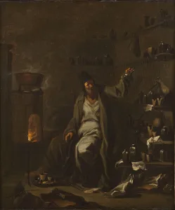 Oil On Canvas Images Stampe: An Alchemist