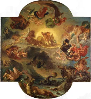 Romanticism Fine Art Stampe: Apollon vainqueur du serpent Python, c. 1853. Creator: Delacroix, Eugene (1798-1863)