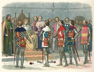 Arundel, Gloucester, Nottingham, Derby e Warwick, davanti al re, 1387 (1864). Artista: James William Edmund Doyle.