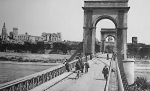 Avignon Bridge Stampe: Avignon - Suspended Bridge, c1925