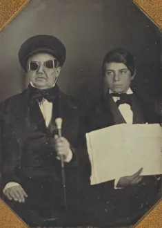 Heritage Art In America Stampe: Blind Man and His Reader, ca. 1850. Creator: Unknown