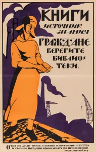 Socialist Realism Images Stampe: Books are the Source of Knowledge. Citizens, Save the Libraries, 1920