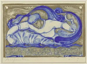 Art Deco Graphic Design Stampe: The bread of the future is won fighting, August, c. 1929. Creator: Willem Arondeus