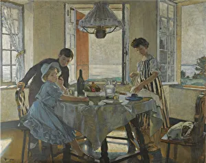 Family Breakfast Scene Stampe: Breakfast
