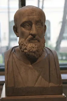 Stampe di Rilievo di un Stoico (probabilmente Kleanthos), romano, dopo un originale greco del c280 a.C. L'iscrizione HPODOTOC è moderna. Trovato nella collezione dell'Ermitage, San Pietroburgo Immagini datate 2011 giugno: Busto di un Stoico (forse Kleanthos), romano, dopo un originale greco del c280 a.C.