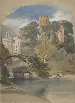 Warwickshire Landmarks Stampe: Caesars Tower, Warwick Castle, ca. 1850. Creator: William Callow