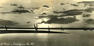 Black And White Middle East Images Stampe: Cairo - Evening on the Nile, c1918-c1939. Creator: Unknown
