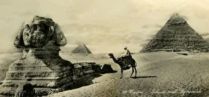 Ancient Egyptian Pyramids Stampe: Cairo - Sphinx and Pyramids, c1918-c1939. Creator: Unknown