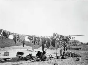 North American Ethnography Stampe: In camp, 1908, c1908. Creator: Edward Sheriff Curtis