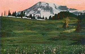 Snow Capped Mountain Ranges Stampe: Camp of the Clouds, Mount Rainier, c1916. Artist: Asahel Curtis
