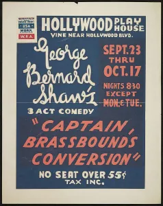 George Bernard Shaw Stampe: Captain Brassbound's Conversion, Los Angeles, [193-]. Creator: Unknown