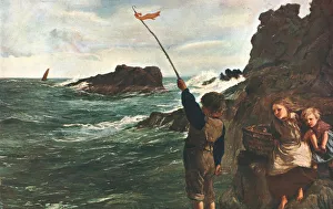 Dramatic Landscape Photography Stampe: Caught by the Tide, c1869, (c1902). Creator: Unknown