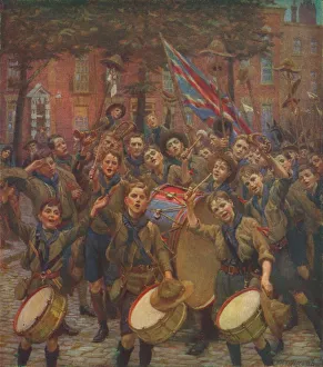 British Art 20th Century Stampe: Cheering the Chief Scout, c1914 (1928). Artist: William Holt Yates Titcomb