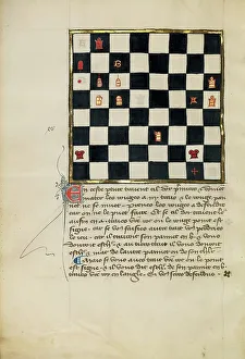Gold Leaf Illuminated Manuscript Stampe: Chess Problem; Book of Chess Problems, late 14th century. Creator: Unknown