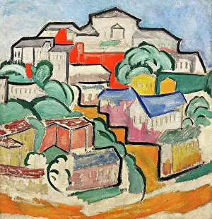 Russian Avant Garde Artists Stampe: Cityscape, c1912. Creator: Rozanova, Olga Vladimirovna (1886-1918)