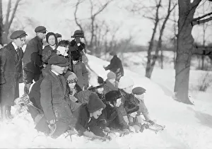 Central Park Winter Scene Stampe: Coasting - Central Park, between c1910 and c1915. Creator: Bain News Service