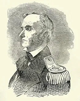 Black And White Military Uniform Stampe: Commodore Conner, 1849. Creator: Unknown