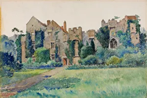 British Heritage Buildings Stampe: Compton Castle, Devonshire, England, 1928. Creator: Cass Gilbert