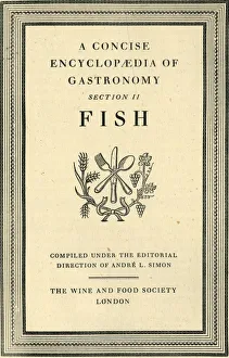 Black And White Graphic Design Stampe: A Concise Encyclopaedia of Gastronomy, Section II, Fish, 1940, (1946). Creator: Unknown
