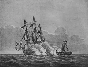 Ocean Transportation History Stampe: The Constitution and the Java, c1813. Artist: Nicholas Pocock