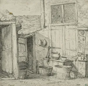 Historic Netherlands Landscape Stampe: Corner of a backyard. Creator: Unknown