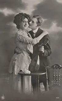 Studio Shot Of A Couple Stampe: Couple with Mandolin, c1910