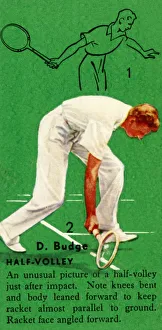Tennis Court Action Shots Stampe: D. Budge - Half-Volley, c1935. Creator: Unknown