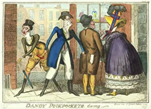 British Caricature Stampe: Dandy Pickpockets Diving, published December 2, 1818. Creator: Isaac Robert Cruikshank