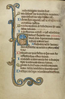 Flemish Illuminated Manuscripts Stampe: Decorated Initial E; Psalter, mid-1200s. Creator: Unknown