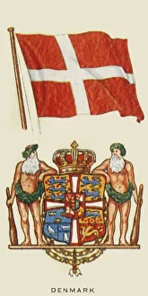 Danish Flag Stampe: Denmark, c1935. Creator: Unknown