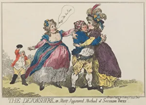 Eighteenth Century Colour Etchings Stampe: The Devonshire, or Most Approved Method of Securing Votes, April 12, 1784