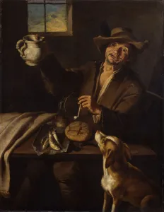 Oil On Canvas Baroque Art Stampe: Drinker