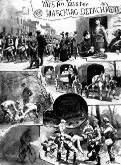 Black And White Army Images Stampe: With an Easter Marching Detachment, 1898. Creator: Unknown