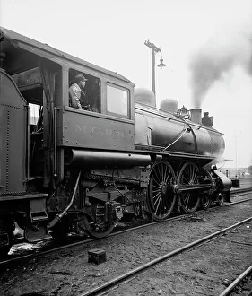 Black And White Train Images Stampe: An Engineer at his post, c1904. Creator: Unknown