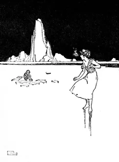 W Heath Robinson Illustration Stampe: She Entered the Large, Cold, Empty Hall, c1930. Artist: W Heath Robinson