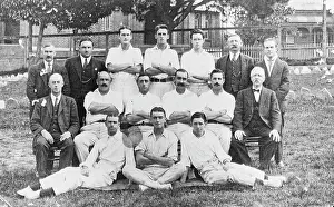 Australian Cricket Team Stampe: Eric Crew, middle back c1919. Creator: Murphy