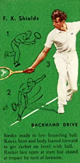 Classic Tennis Images Stampe: F. X. Shields - Backhand Drive, c1935. Creator: Unknown