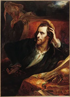 Romanticism Oil On Canvas Stampe: Faust in His Study (Faust dans son cabinet), ca 1848. Creator: Scheffer, Ary (1795-1858)