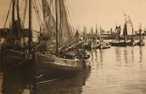 Monochrome Coastal Landscape Stampe: Fishers-Boats, c1928