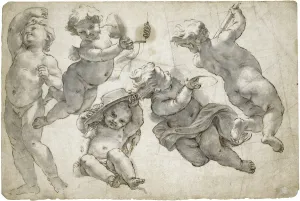 Cinque putti in volo