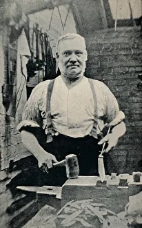 Industrial Manufacturing Process Stampe: Forging a Blade, c1917