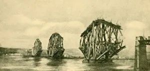 British Civil Engineering History Stampe: The Forth Bridge in Course of Construction, c1930. Creator: Unknown