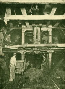 London Underground History Stampe: A Greathead Shield: Excavating a Tube Tunnel, 1930. Creator: Unknown