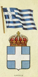 Greek National Flag Stampe: Greece, c1935. Creator: Unknown