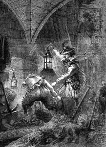 Gunpowder Plot Conspirators Stampe: The Gunpowder Plot conspirators at work, c1902