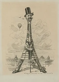 Exposition Universelle Art Stampe: Gustav Eiffel in the form of the Eiffel Tower