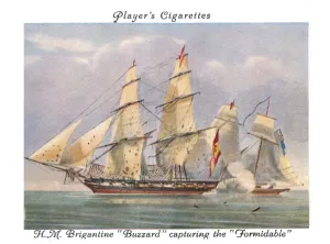 Cigarette Card Collectors Item Stampe: H. M. Brigantine Buzzard capturing the Formidable, 1936. Creator: Unknown