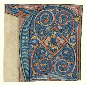 Saint George Painting Stampe: Historiated initial from an antiphonal, about 1260-1270. Creator: Unknown