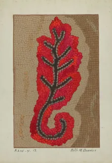 Watercolour Gouache On Paper Art Stampe: Hooked Rug (Section of Border), c. 1936. Creator: Ruth M. Barnes