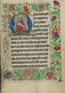 Crucified Jesus Christ Image Stampe: Initial M: The Throne of Grace Trinity; Book of Hours